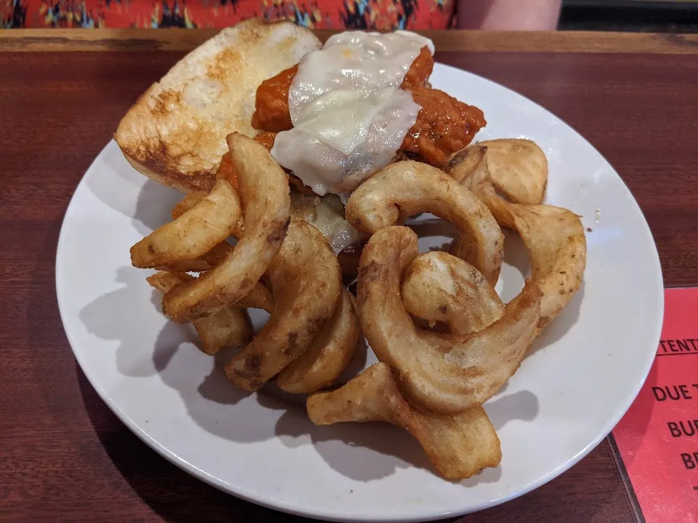 Buffalo Chicken Sandwich and Twisted Fries